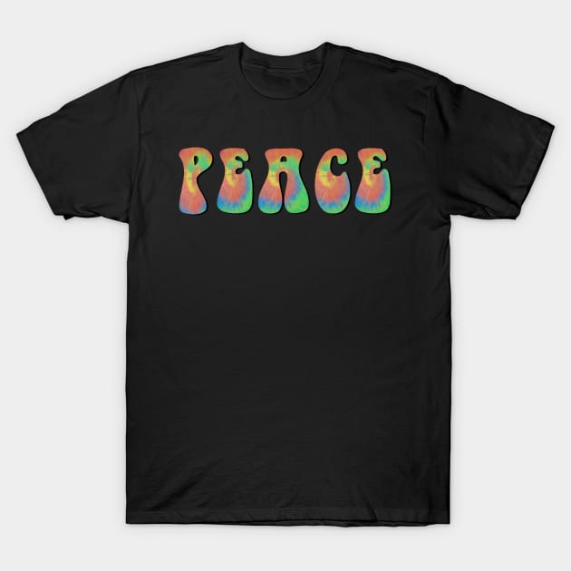 Tie Dye Peace Word T-Shirt by KarwilbeDesigns